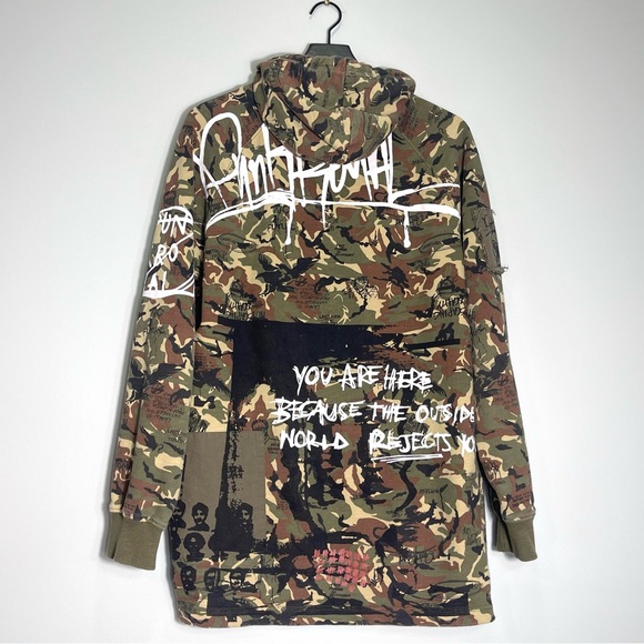 PUNK ROYAL Men's Camo Hoodie Sweatshirt Graphic Graffiti Print Size Large - Picture 2 of 10